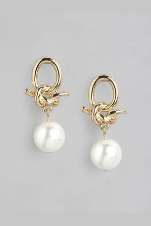 Forever New Gold Plated Beaded Contemporary Drop Earrings