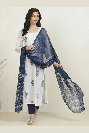 Biba Floral Printed Sequinned Pure Cotton Unstitched Dress Material
