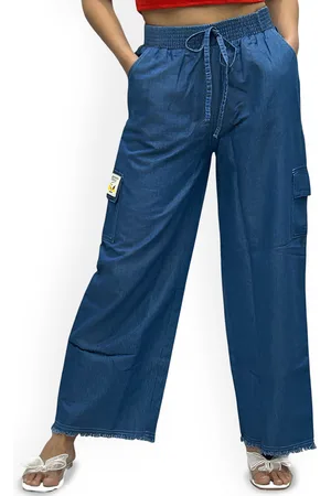 BAESD Women Comfort Loose Fit High-Rise Cargos Trousers