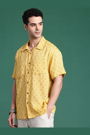 Sangria Boxy Fit Opaque Self Design Textured Pure Cotton Casual Shirt