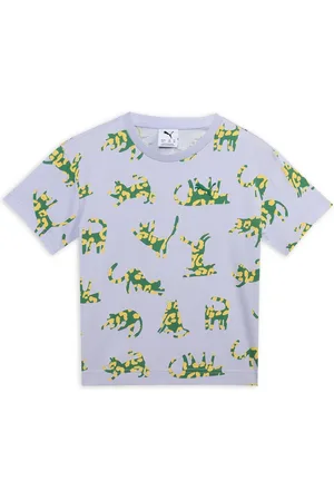PUMA Cats Club Kids Printed Pure Cotton Relaxed Fit Short Sleeve T-Shirt