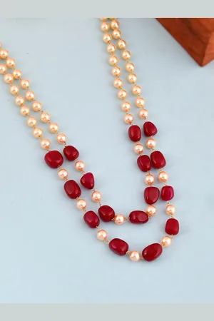 Silvermerc Designs Women Gold-Toned & Red Brass Gold-Plated Layered Necklace