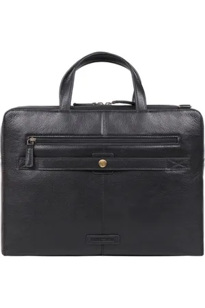 Hidesign Men Black Textured Leather Laptop Bag- 15 inch