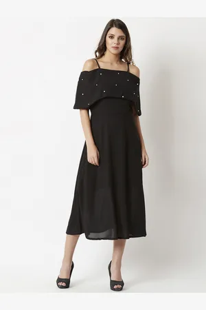 Miss Chase Women Black Solid Fit and Flare Dress