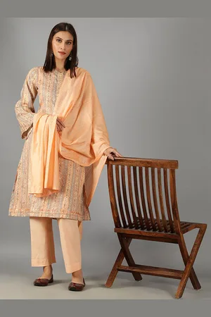 BARARA ETHNIC Floral Printed Thread Work Pure Cotton Kurta with Trousers & With Dupatta