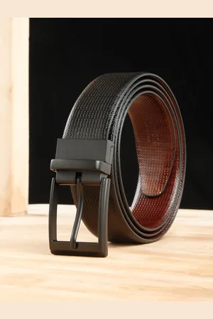 Teakwood Leathers Men Textured Leather Reversible Formal Belt