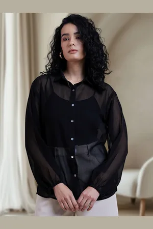 DressBerry Women Spread Collar Solid Casual Shirt