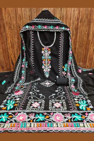 Lilots Floral Embroidered Unstitched Dress Material