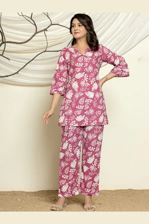 Kalini Printed Pure Cotton Top With Trousers Co-Ords