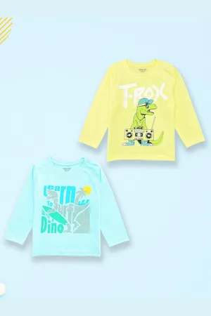 Miss & Chief Unisex Kids Regular Fit Pack Of 2 Graphic Printed Round Neck Cotton T-shirts
