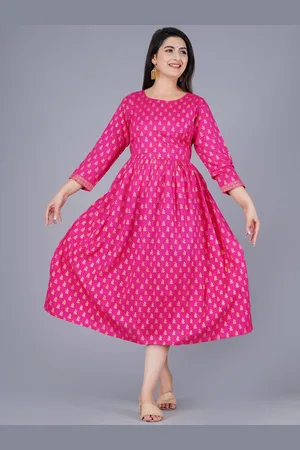 AO Services Floral Printed Pleated A-Line Maternity Kurta