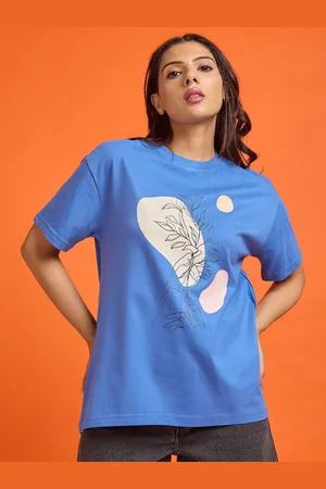 Mast & Harbour Women Graphic Printed Round Neck Cotton Oversized T-shirt