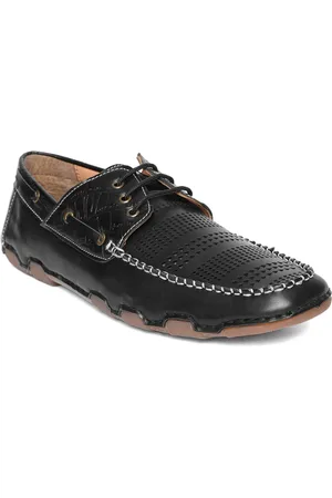 Mocas Men Black Derbys with Laser Cuts