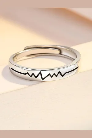 VÌEN Set Of 2 Silver-Plated & CZ-Studded Alloy Couple Finger Ring