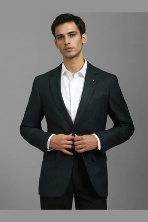 Louis Philippe Striped Notched Lapel Single Breasted Woollen Formal Blazer