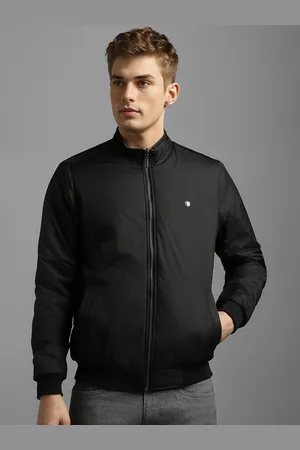 Louis Philippe Men Mock Collar Solid Casual Bomber Jacket