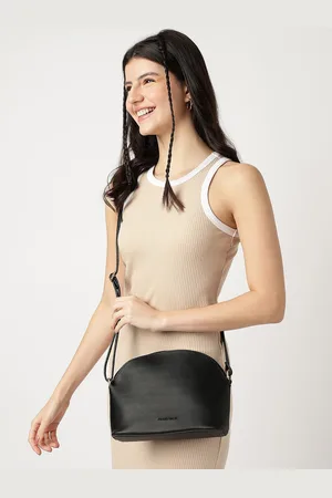 Fastrack Women PU Structured Black Sling Bag