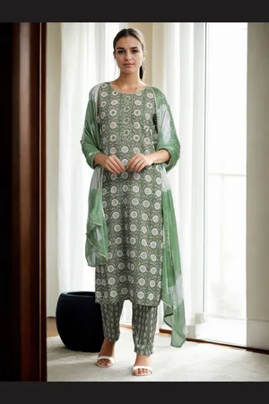 Jaipur Ethnic Floral Printed Pure Cotton Suit Set