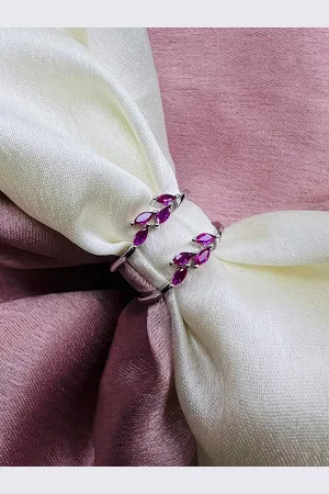 ARTE Set Of 2 Sterling Silver-Plated Stone Studded Toe Rings