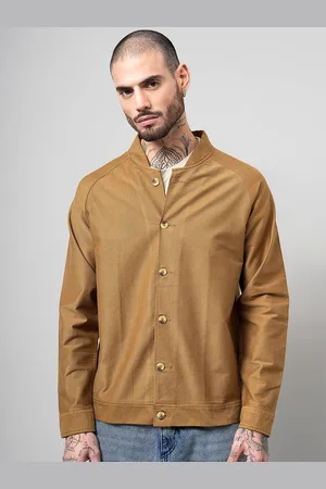 BRITISH CLUB Men Stand Collar Solid Cotton Casual Tailored Jacket