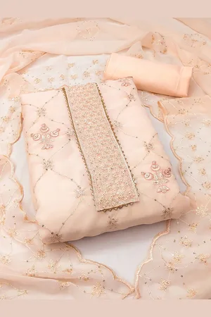 Ishin Floral Embroidered Sequinned Silk Georgette Unstitched Dress Material