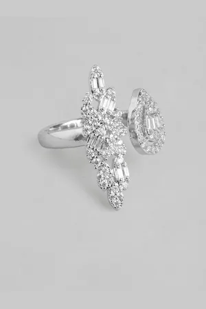 DressBerry Women Stone-Studded Floral-Shaped Adjustable Finger Ring