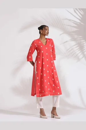 trueBrowns Women Floral Embroidered Regular Thread Work Pure Cotton Kurta with Trouser