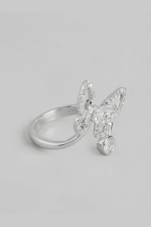 DressBerry Women Stone-Studded Butterfly-Shaped Adjustable Finger Ring