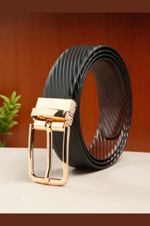 Teakwood Leathers Men Textured Leather Reversible Formal Belt