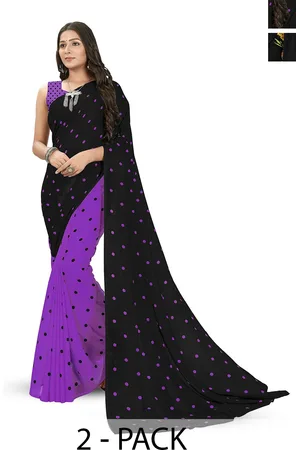 ANAND SAREES Floral Polka Dot Saree Pack of 2