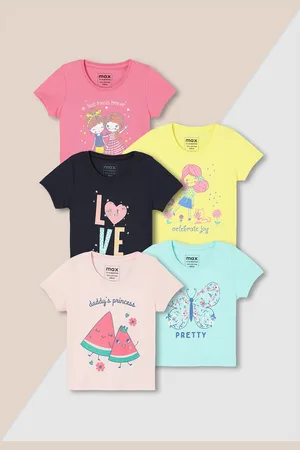 Max Collection Girls Graphic Printed T-Shirt - Pack of 5
