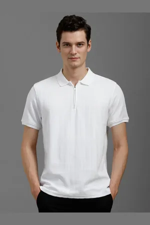 Louis Philippe Men Self Design Polo Collar Cotton Slim Fit T-shirt