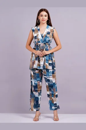 Kalini Printed V-Neck Sleeveless Regular Tunic With Palazzo