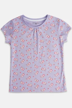 Pantaloons Girls Conversational Printed Cap Sleeve Cotton T-shirt