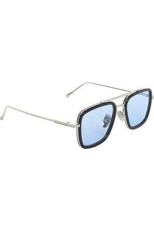 GARTH Unisex Blue Lens & Steel-Toned Aviator Sunglasses with UV Protected Lens