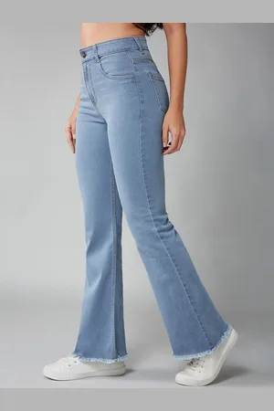 DOLCE CRUDO Women Bootcut High-Rise Low Distress Stretchable Jeans