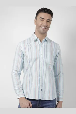 NUMERO UNO Men Cutaway Collar Multi Striped Cotton Slim Fit Casual Shirt