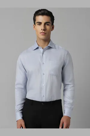 Louis Philippe Men Slim Fit Spread Collar Textured Cotton Formal Shirt