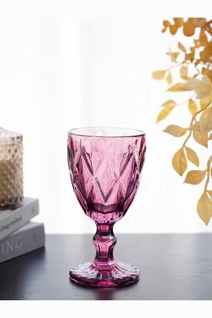 Pure Home and Living Purple Set Of 6 Textured Wine Glasses