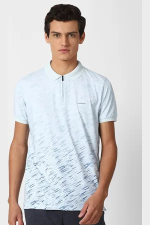 Louis Philippe Men Blue Polo Collar Slim Fit T-shirt
