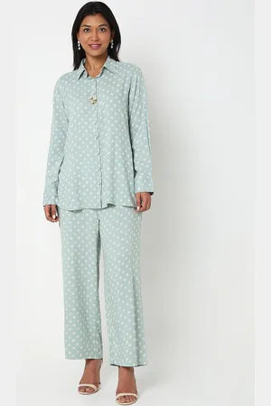 Ethnicity Printed Shirt Collar Full Sleeves Co-Ords