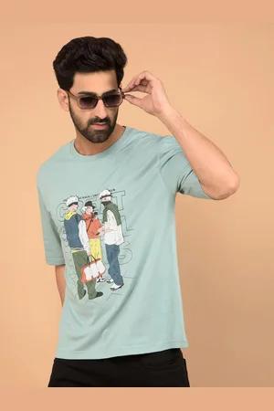 Crimsoune Club Men Graphic Printed Round Neck Cotton Slim Fit T-shirt