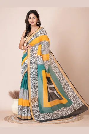 Laa Calcutta Ethnic Motifs Printed Pure Cotton Saree
