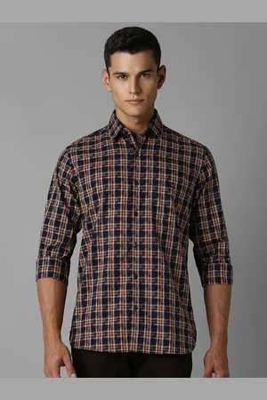 Louis Philippe Men Spread Collar Tartan Checked Cotton Slim Fit Casual Shirt