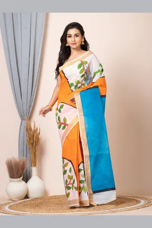 HOUSE OF ARLI Kalamkari Printed Zari Pure Cotton Saree