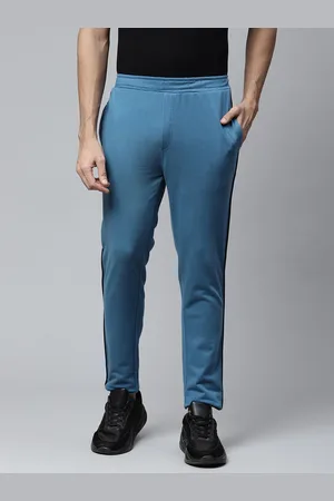 Pierre Carlo Men Teal Blue Solid Slim-Fit Track Pants