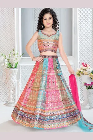 BAESD Girls Printed Tie and Dye Ready to Wear Lehenga & Blouse With Dupatta