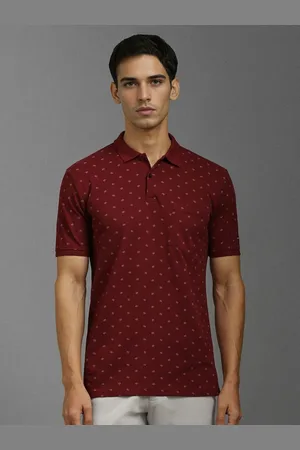 Louis Philippe Men Printed Polo Collar Pockets Slim Fit T-shirt