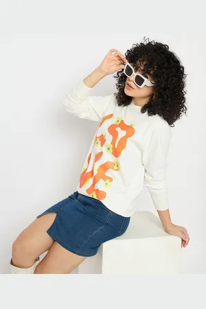 Mast & Harbour Women Typography Printed Pure Cotton Sweatshirt