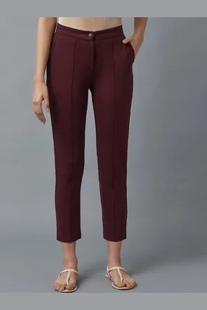 Elleven Women Maroon Regular Fit Trousers